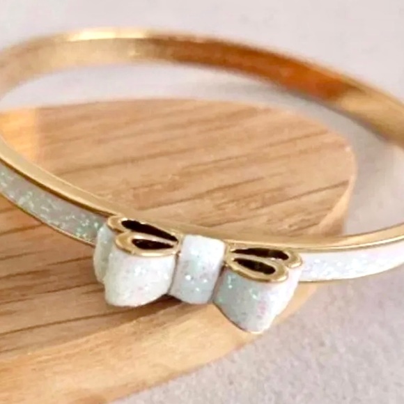 $68 Kate Spade take a bow opal glitter bow bangle bracelet - Picture 2 of 5